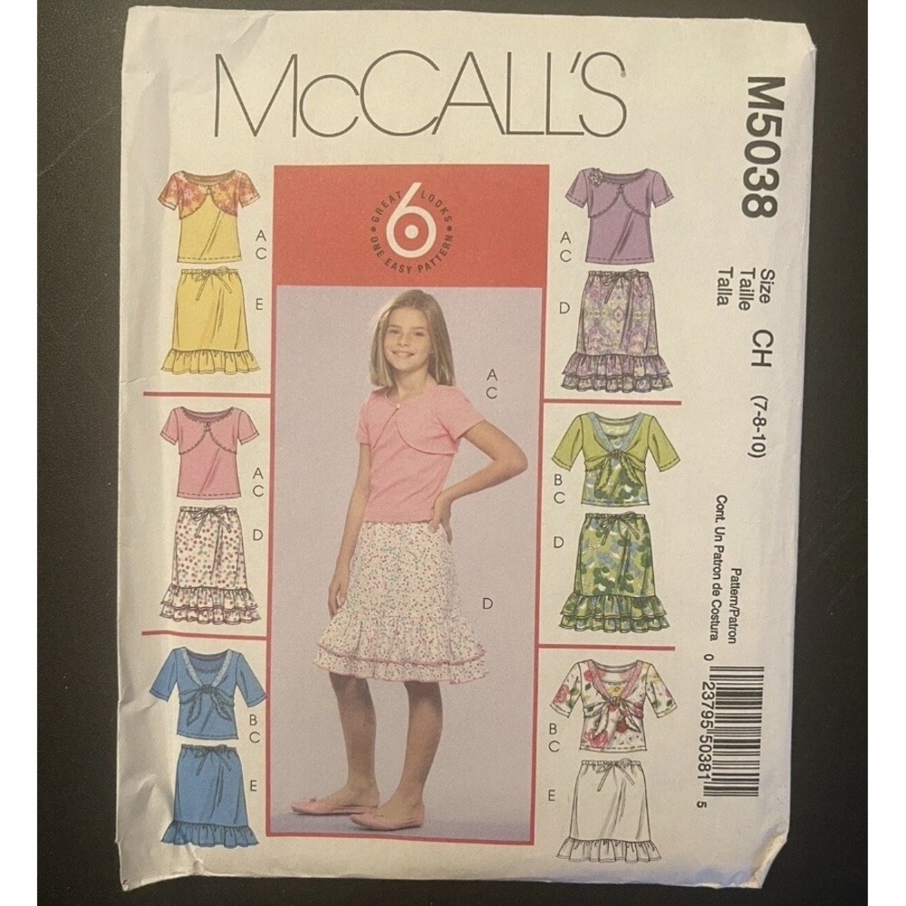 McCalls M5038 Pattern Tank Top Skirt Bolero Size 7 8 10 Girls Cut & Complete2006